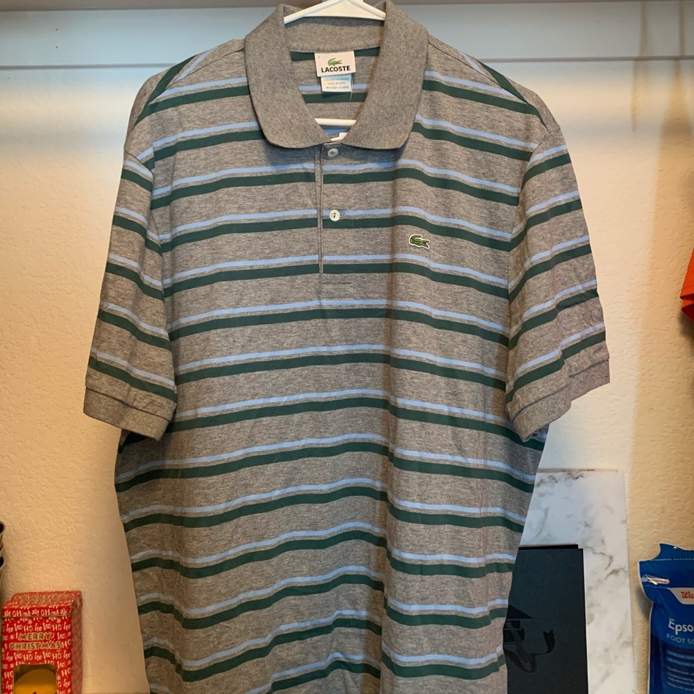 COPY - Striped Lacoste Polo Tee